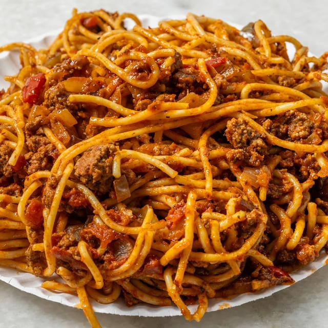 Linguine or Spaghetti with Meat Sauce.